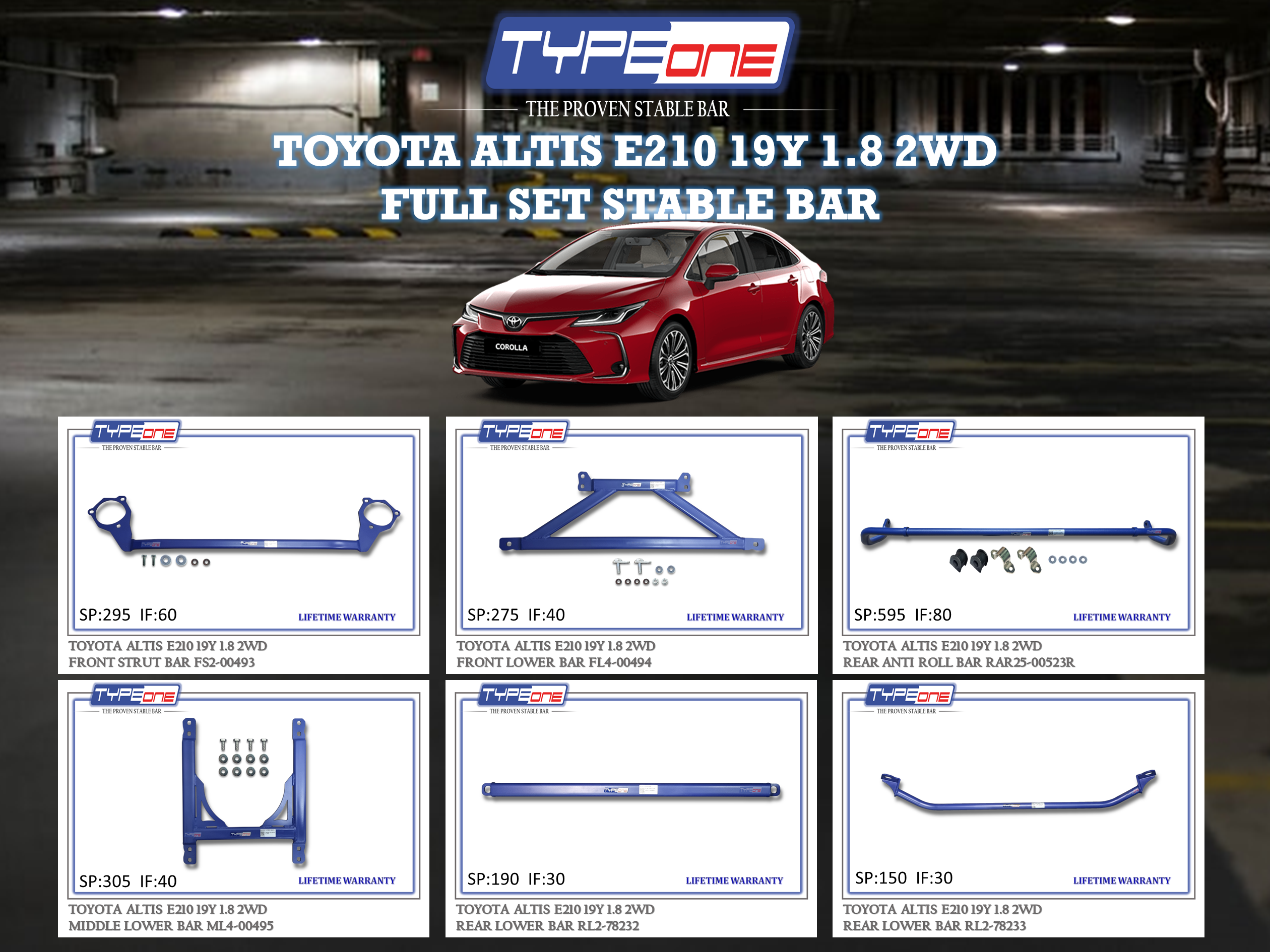(TYPEONE) TOYOTA ALTIS 19Y E210 1.8 2WD
