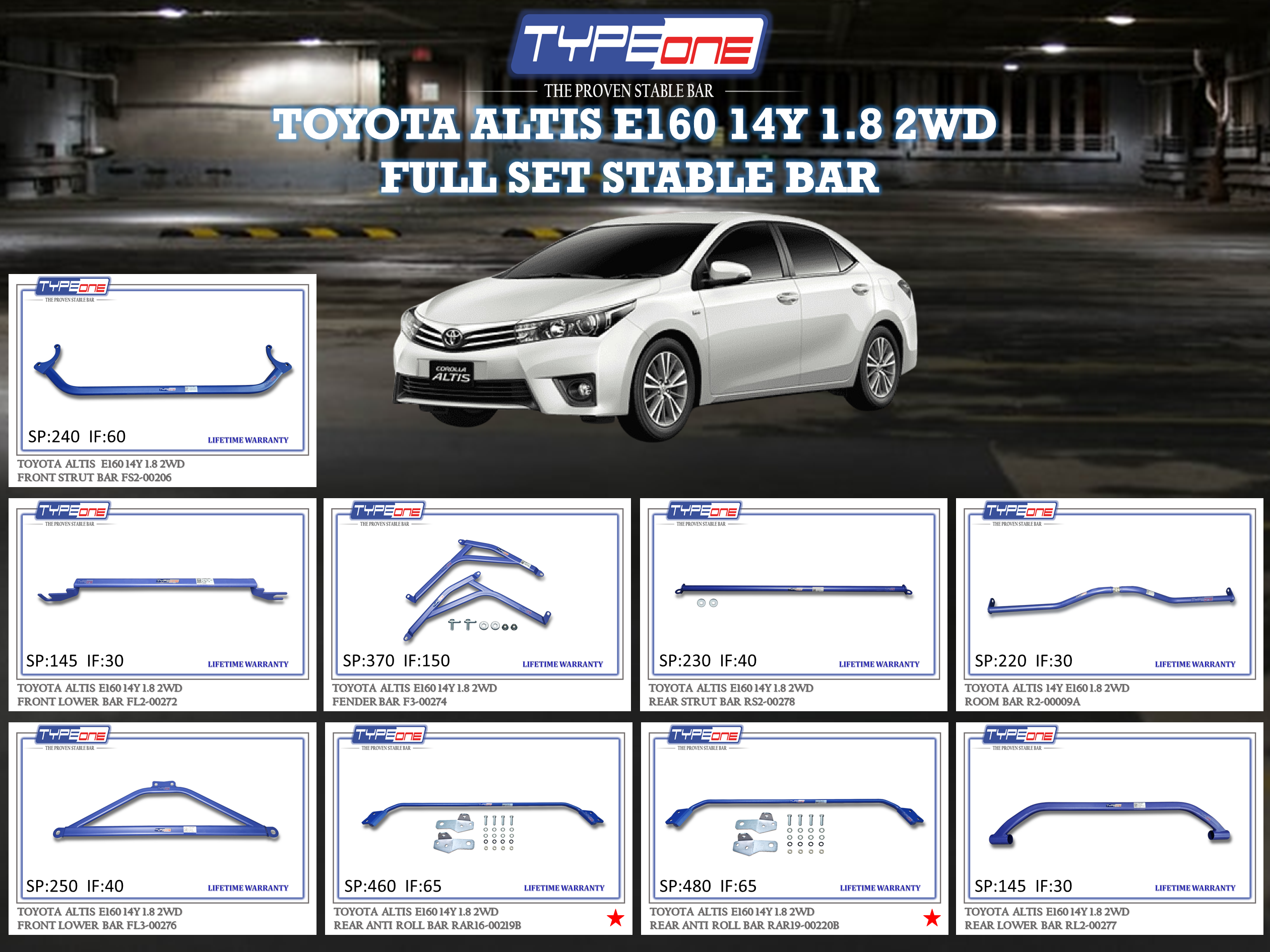 (TYPEONE) TOYOTA ALTIS 14Y E160 1.8 2WD