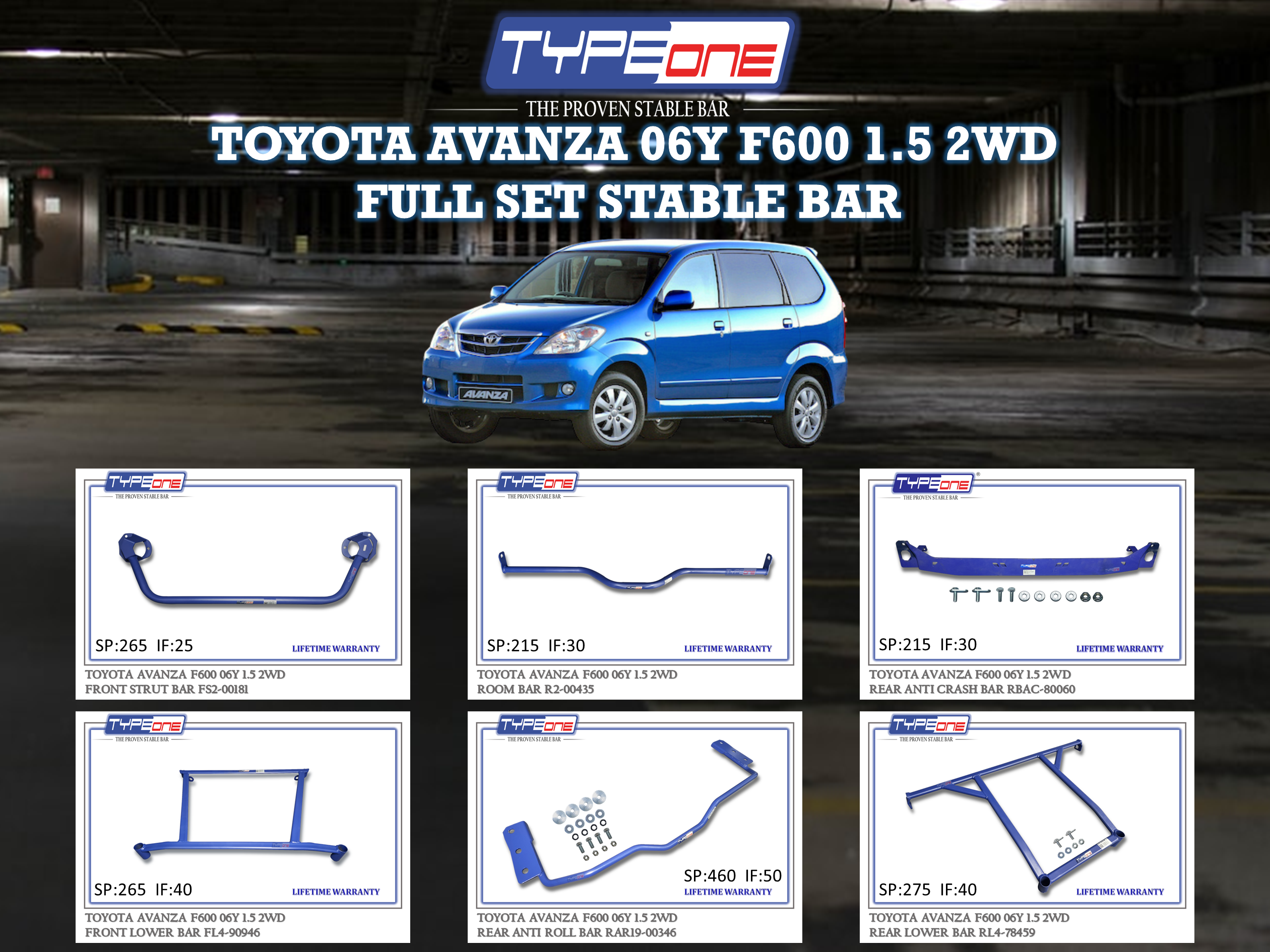 (TYPEONE) TOYOTA AVANZA 06Y F600 1.5 2WD