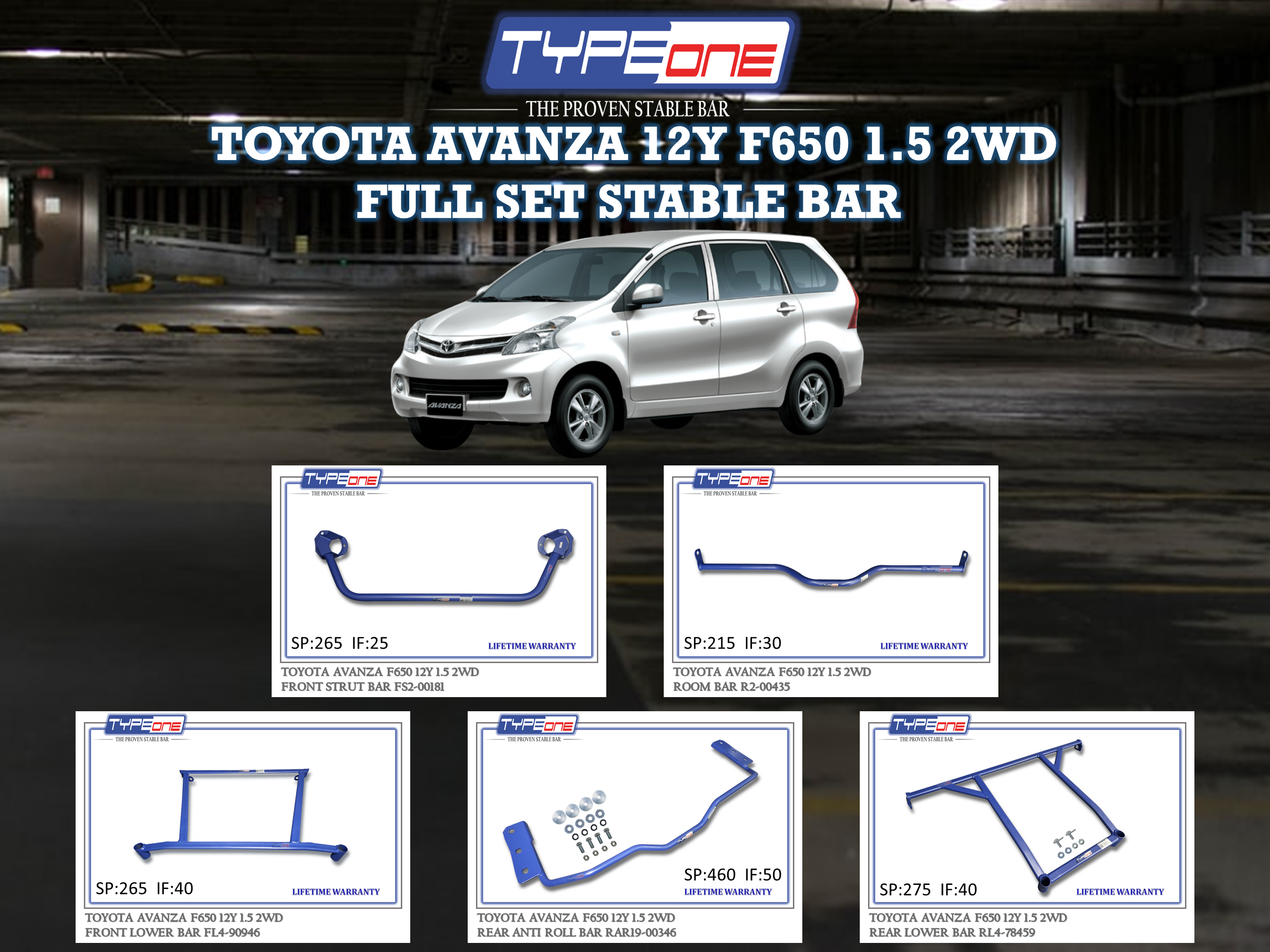 (TYPEONE) TOYOTA AVANZA 12Y F650 1.5 2WD