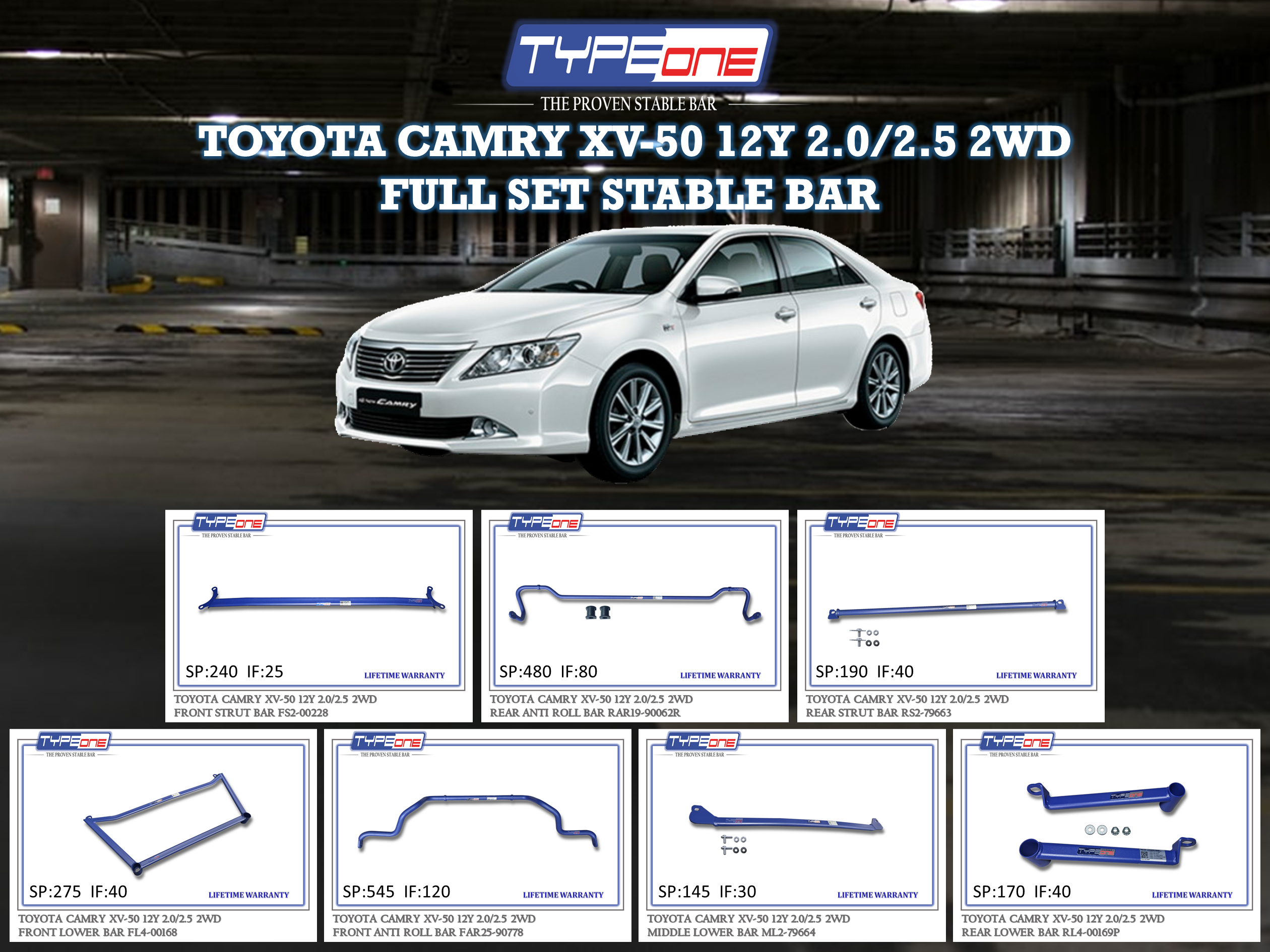 (TYPEONE) TOYOTA CAMRY 12Y XV-50 2.0 OR 2.5 2WD