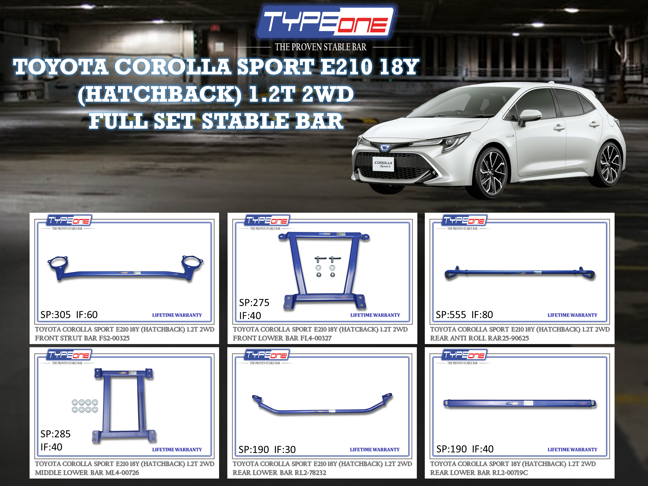 (TYPEONE) TOYOTA COROLLA SPORT E210 18Y (HATCHBACK) 1.2T 2WD
