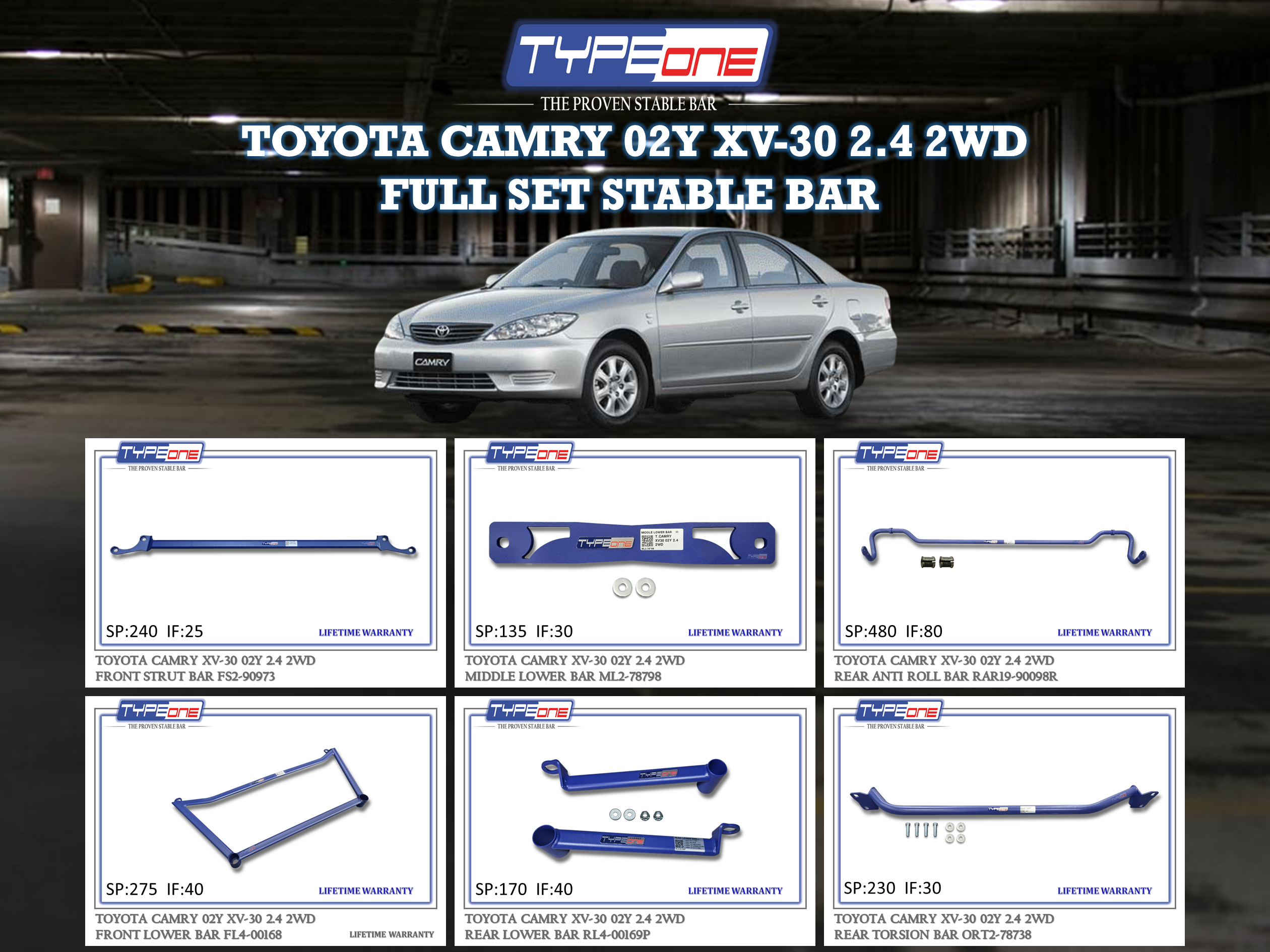 (TYPEONE) TOYOTA CAMRY 02Y XV-30 2.4 2WD