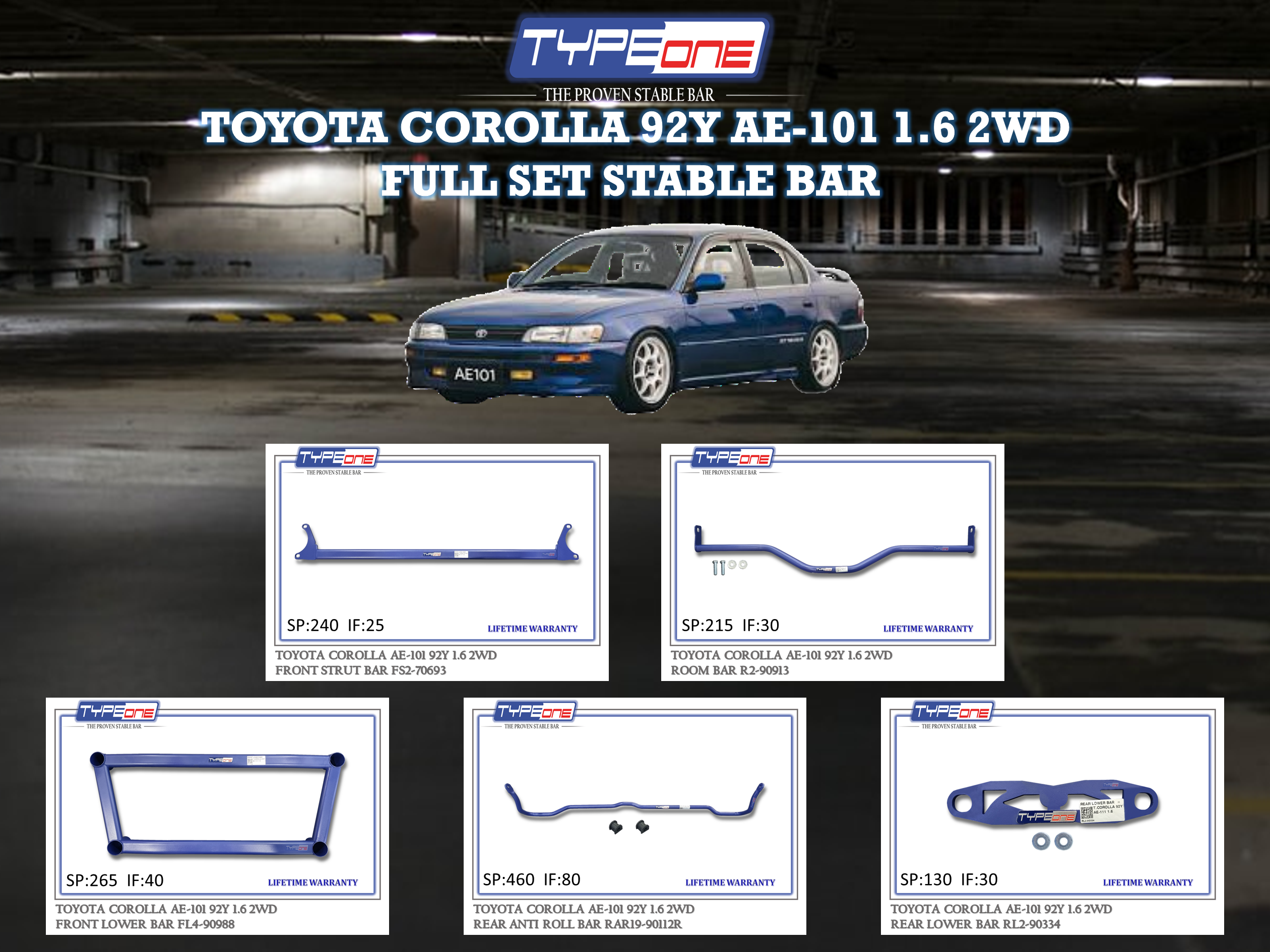 (TYPEONE) TOYOTA COROLLA 92Y AE101 1.6 2WD