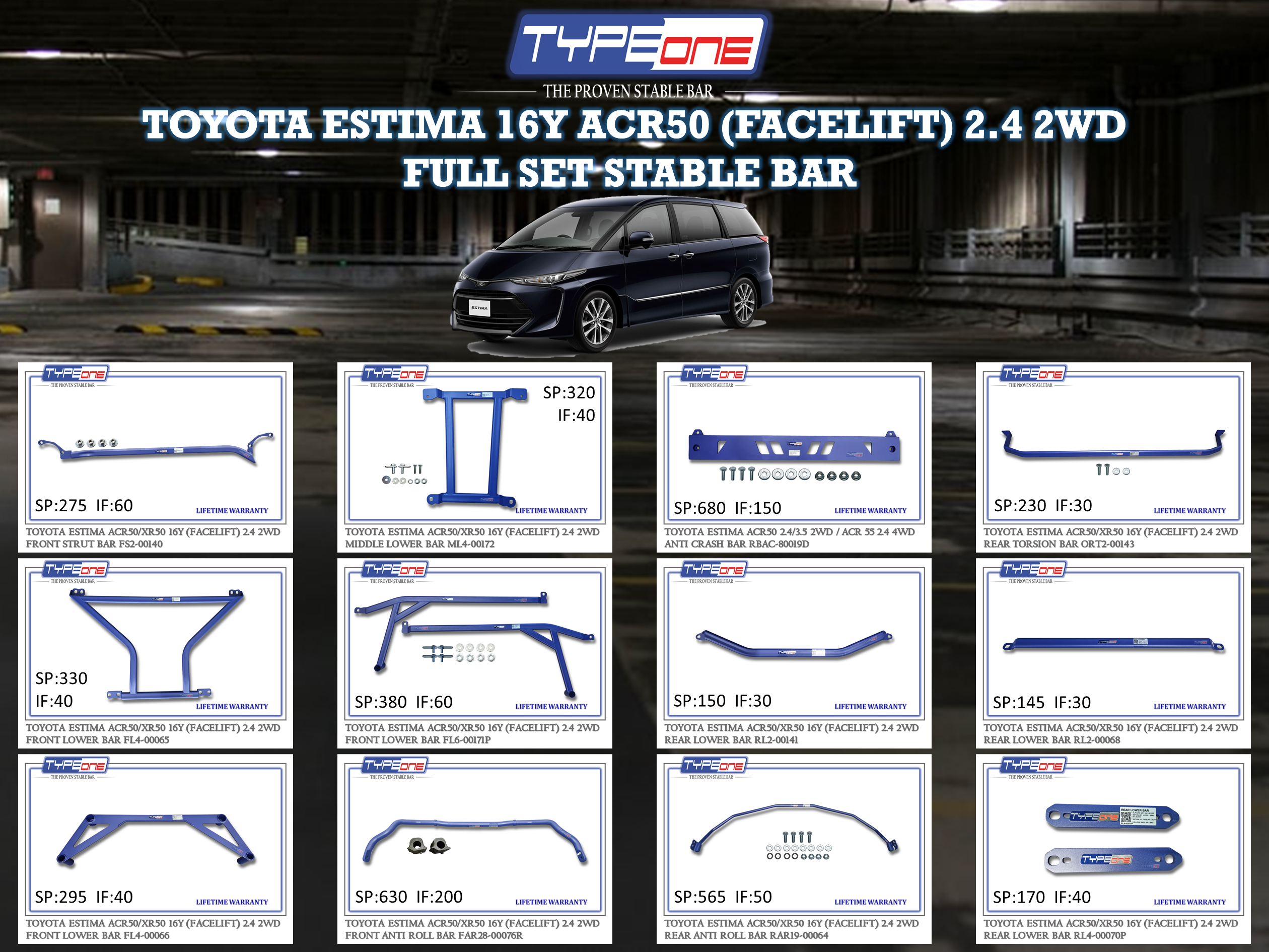 (TYPEONE) TOYOTA ESTIMA 16Y ACR50 (FACELIFT) 2.4 2WD