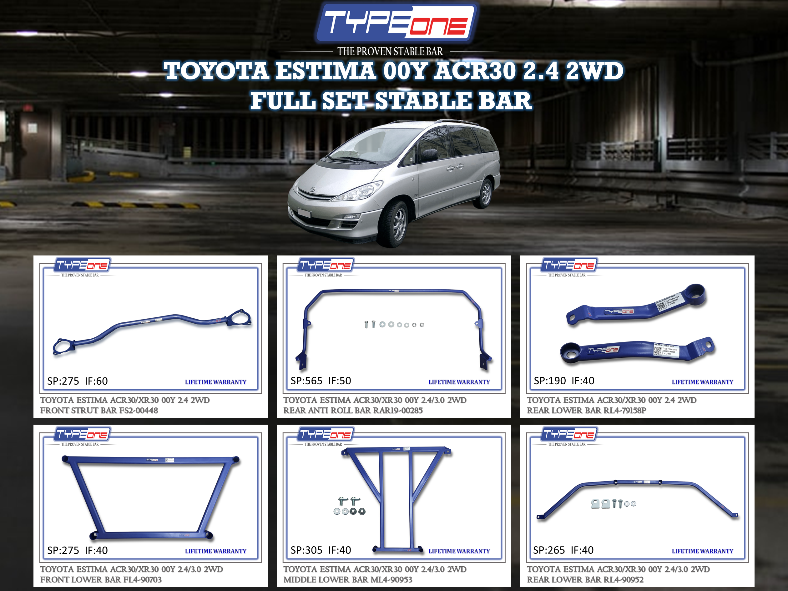 (TYPEONE) TOYOTA ESTIMA 00Y ACR30 2.4 OR 3.0 2WD