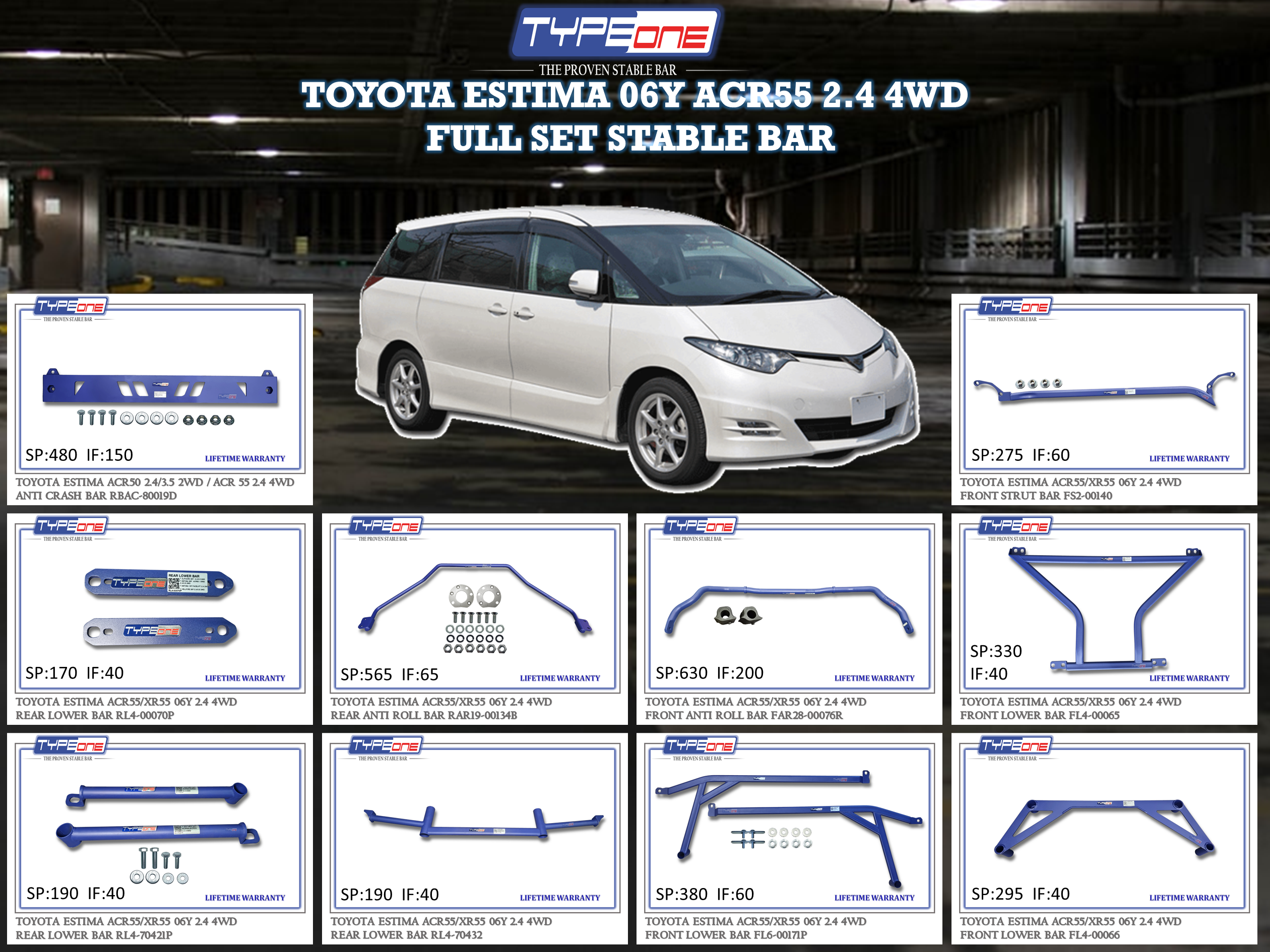 (TYPEONE) TOYOTA ESTIMA 06Y ACR50 2.4 4WD