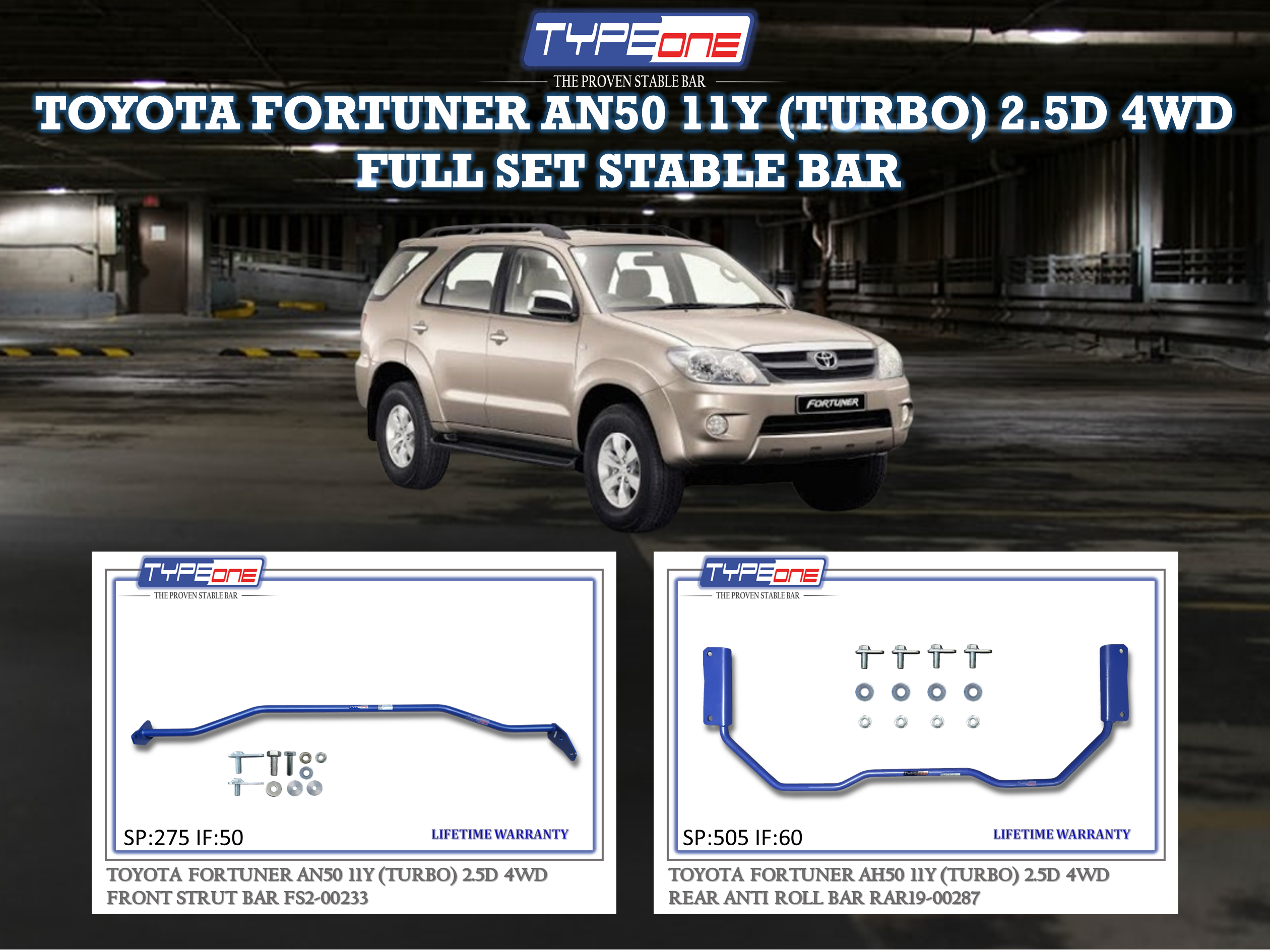 (TYPEONE) TOYOTA FORTUNER (TURBO) AN50 11Y 2.5D 4WD