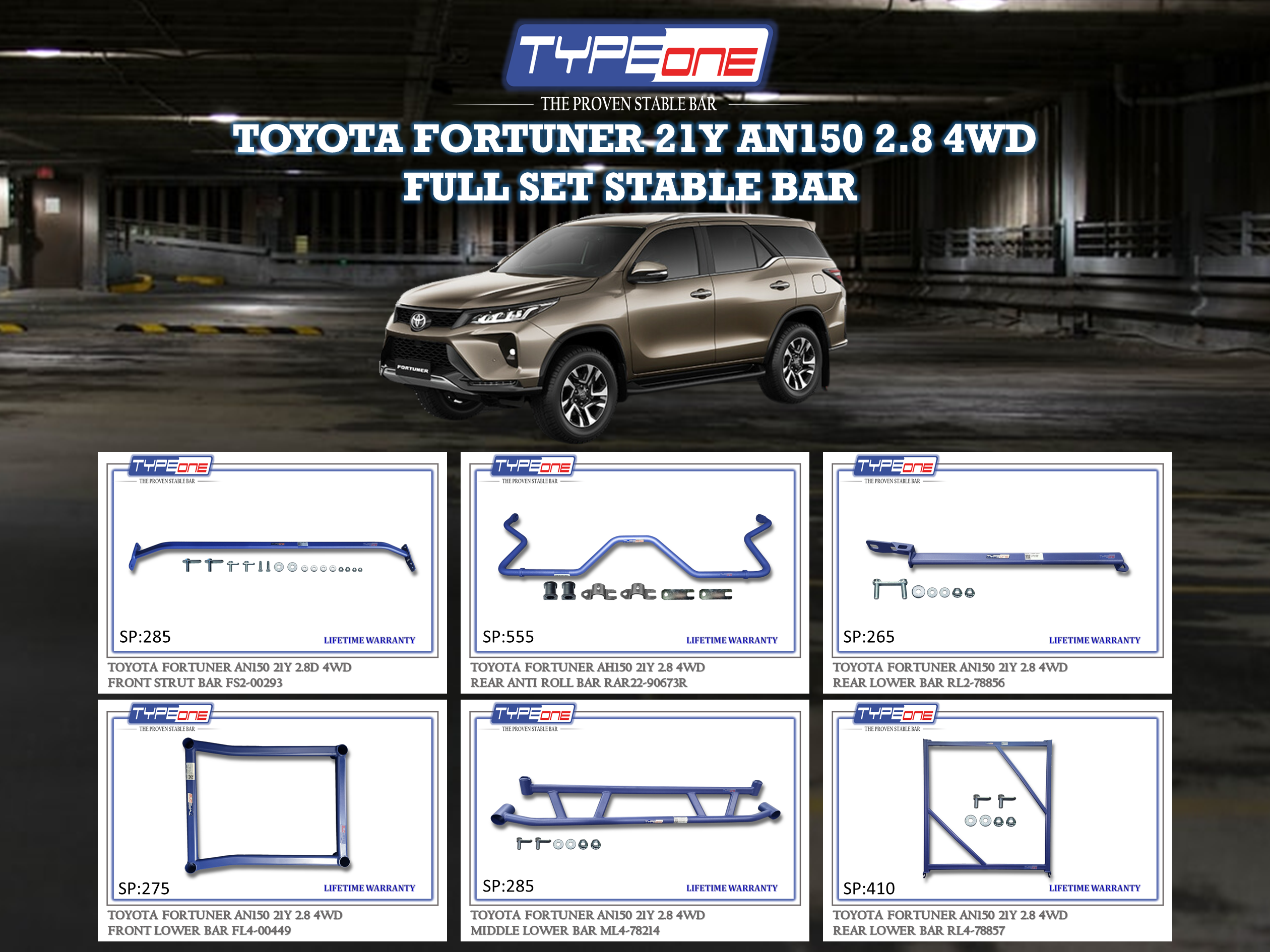 (TYPEONE) TOYOTA FORTUNER 21Y AN150 2.8 4WD