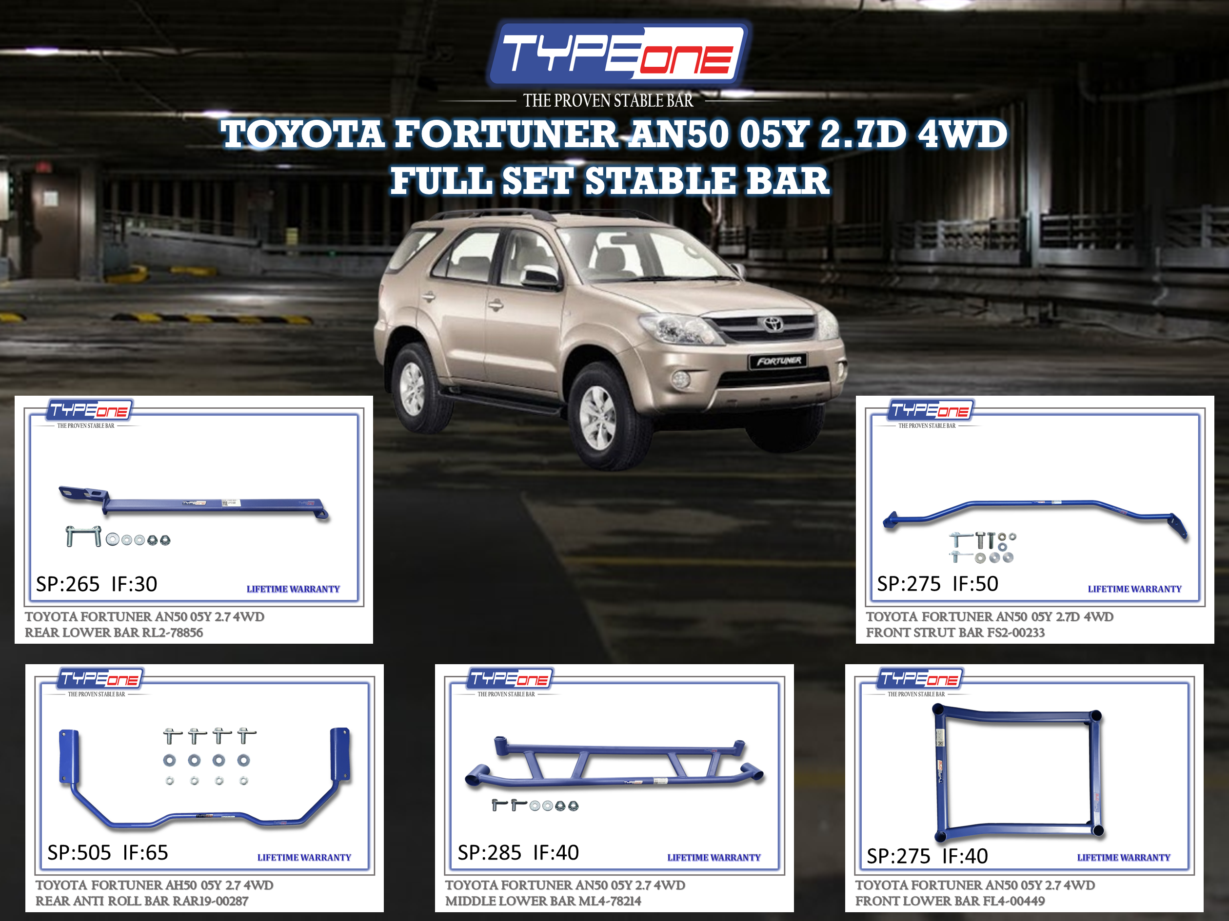(TYPEONE) TOYOTA FORTUNER AN50 05Y 2.7 4WD