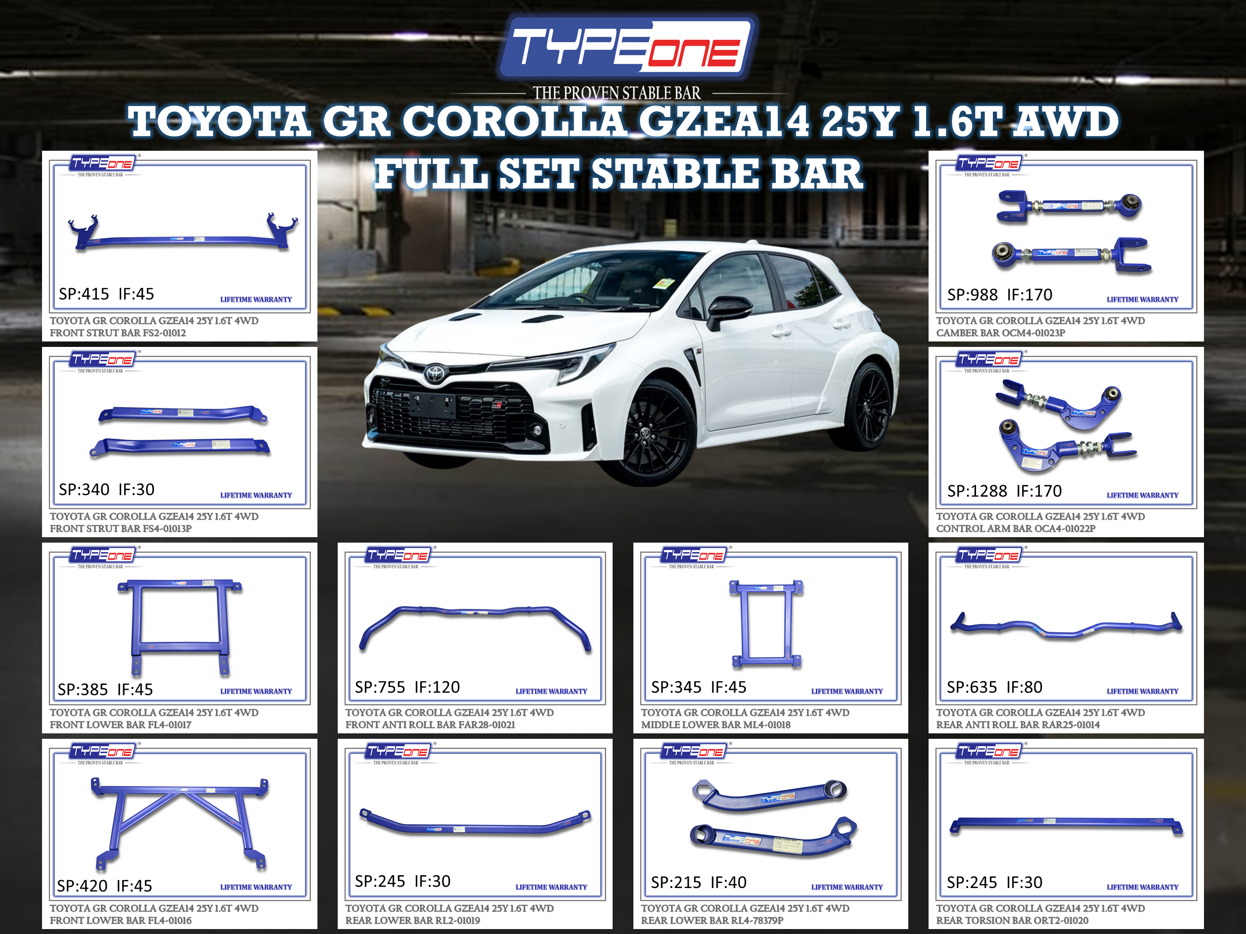 (TYPEONE) TOYOTA GR COROLLA GZEA14 25Y 1.6T AWD