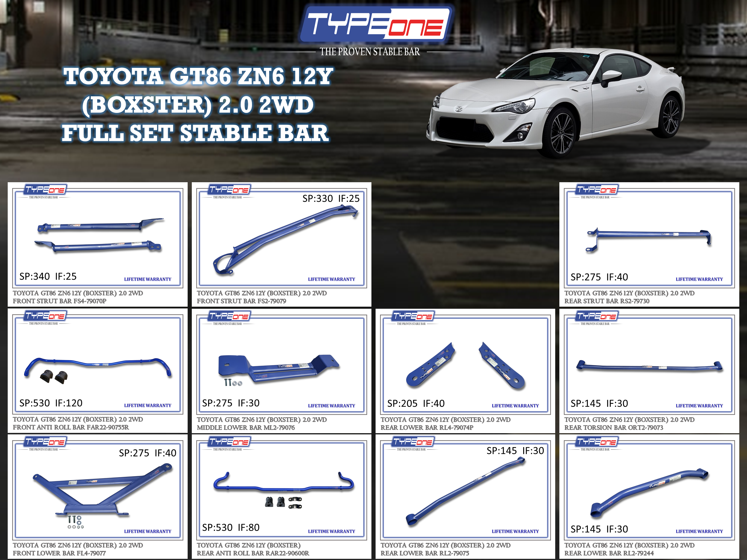 (TYPEONE) TOYOTA GT86 ZN6 12Y (BOXSTER) 2.0 2WD
