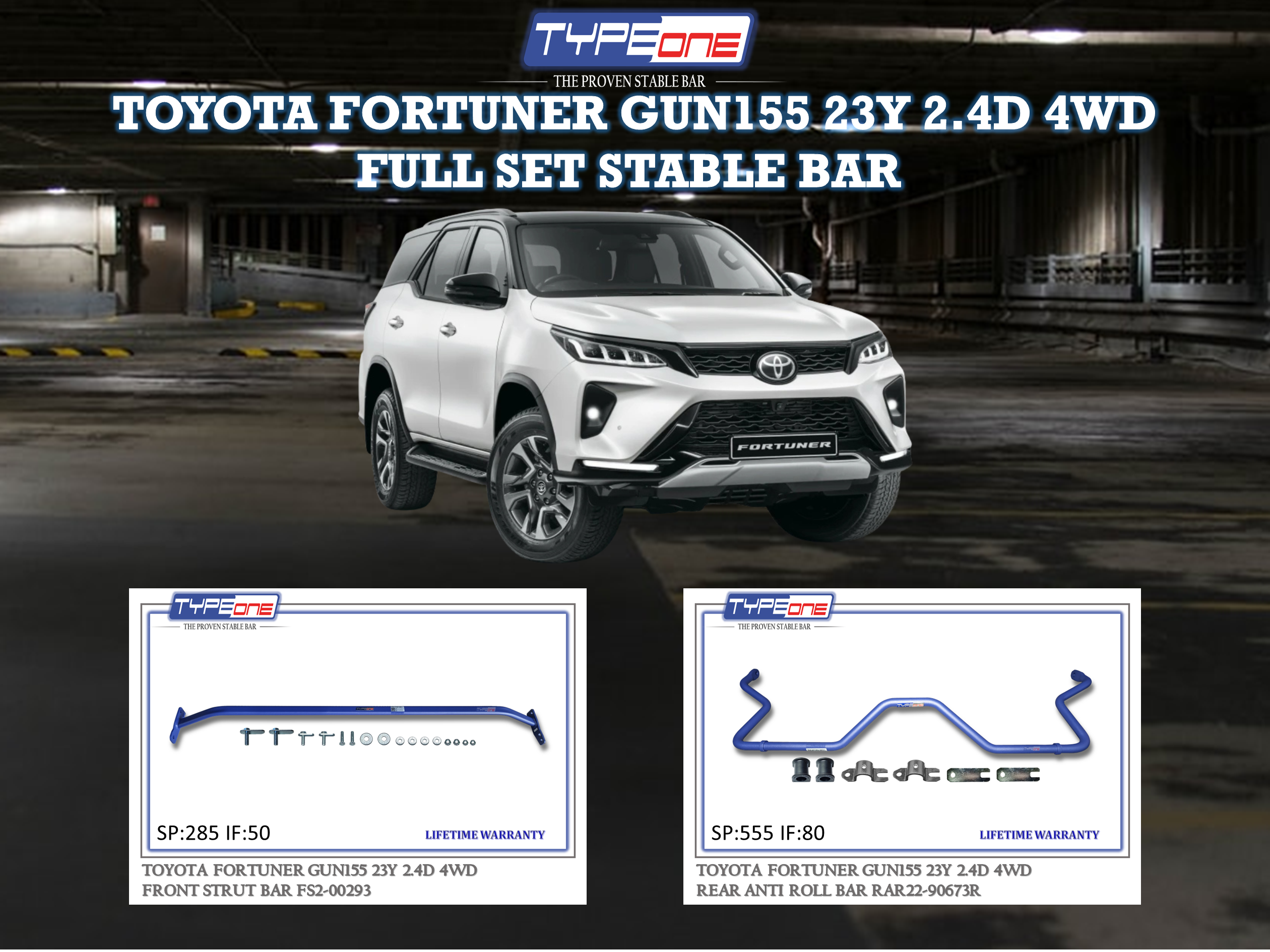 (TYPEONE) TOYOTA GUN155 FORTUNER 23Y 2.4D 4WD
