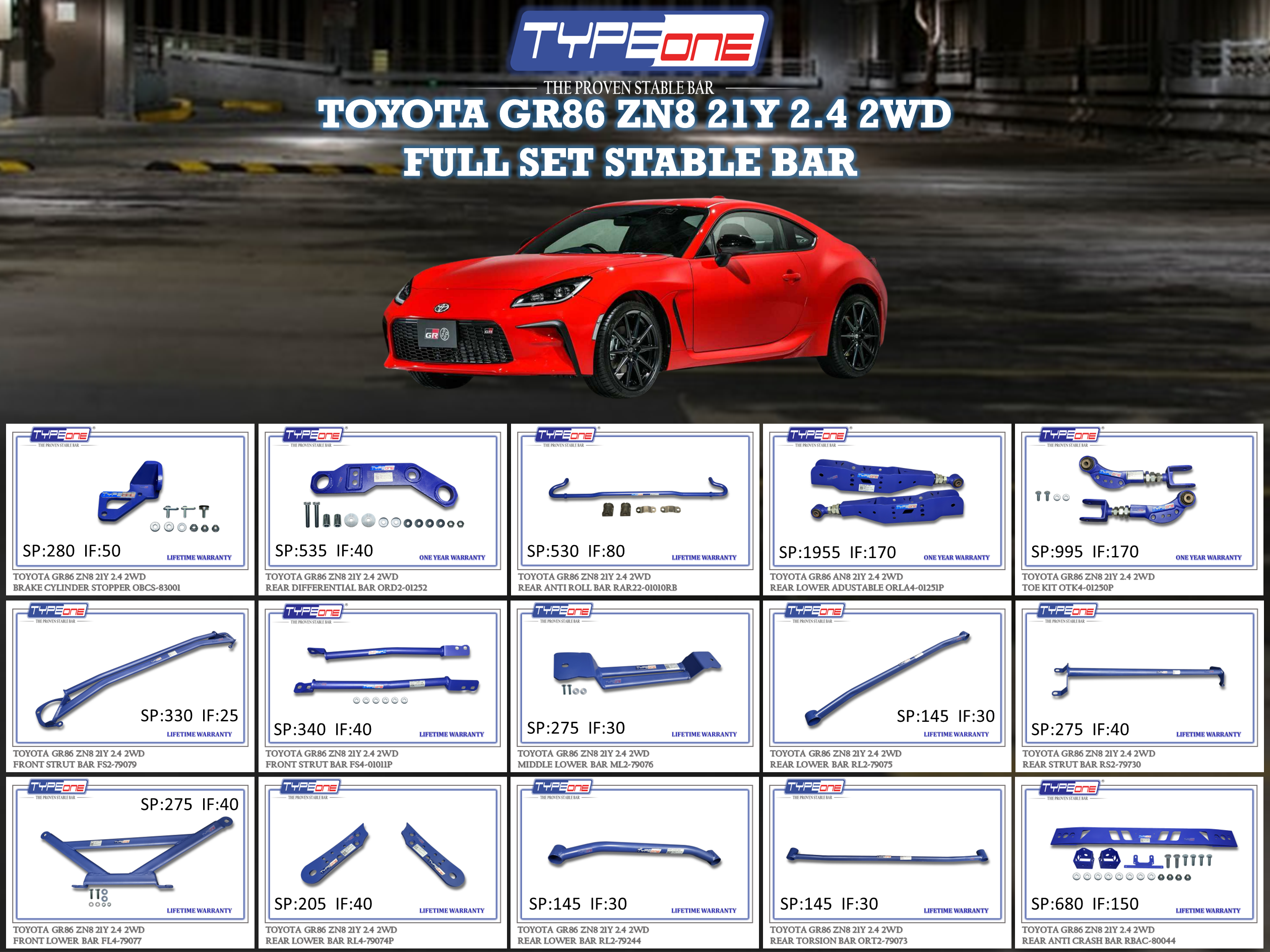 (TYPEONE) TOYOTA GR86 ZN8 21Y 2.4 2WD