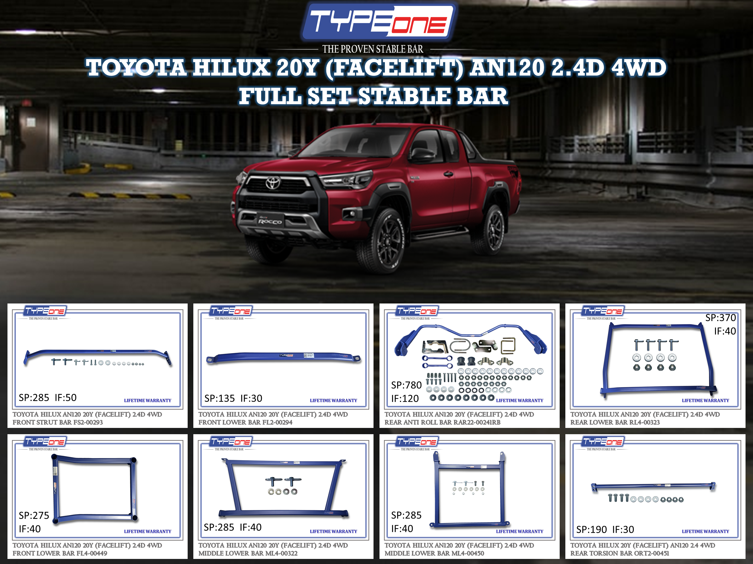 (TYPEONE) TOYOTA HILUX 20Y (FACELIFT) AN120 2.4D 4WD