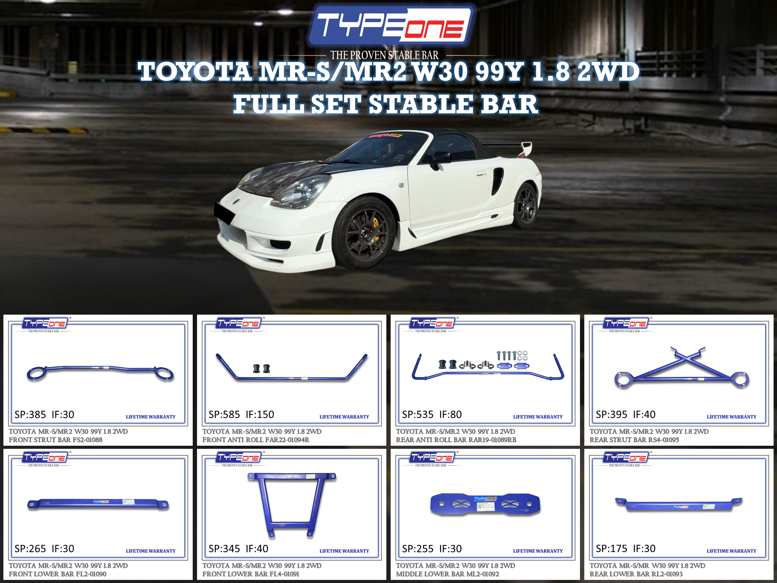 (TYPEONE) TOYOTA MR-2 OR MRS W30 99Y 1.8 2WD