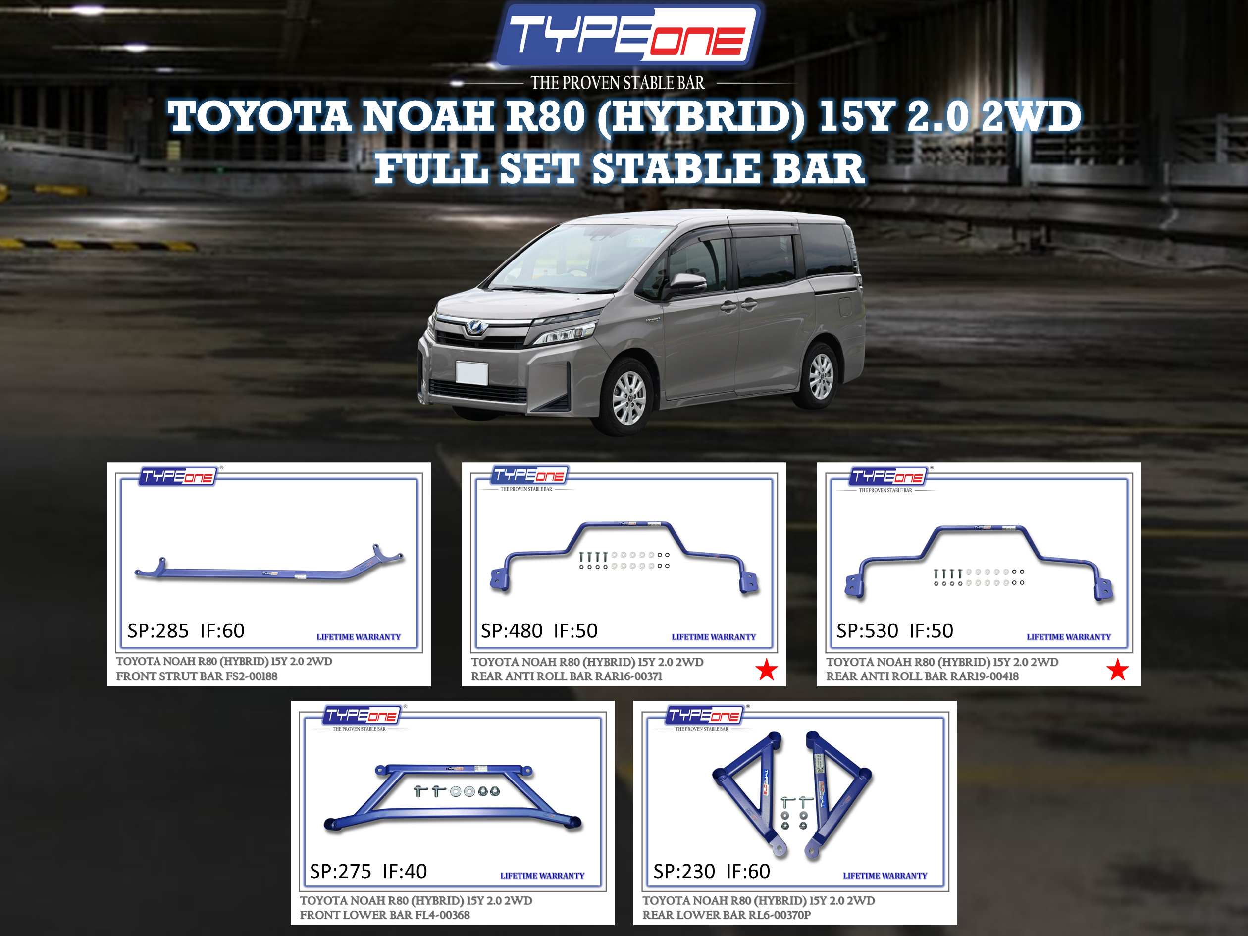 (TYPEONE) TOYOTA NOAH R80 (HYBRID) 15Y 2.0 2WD
