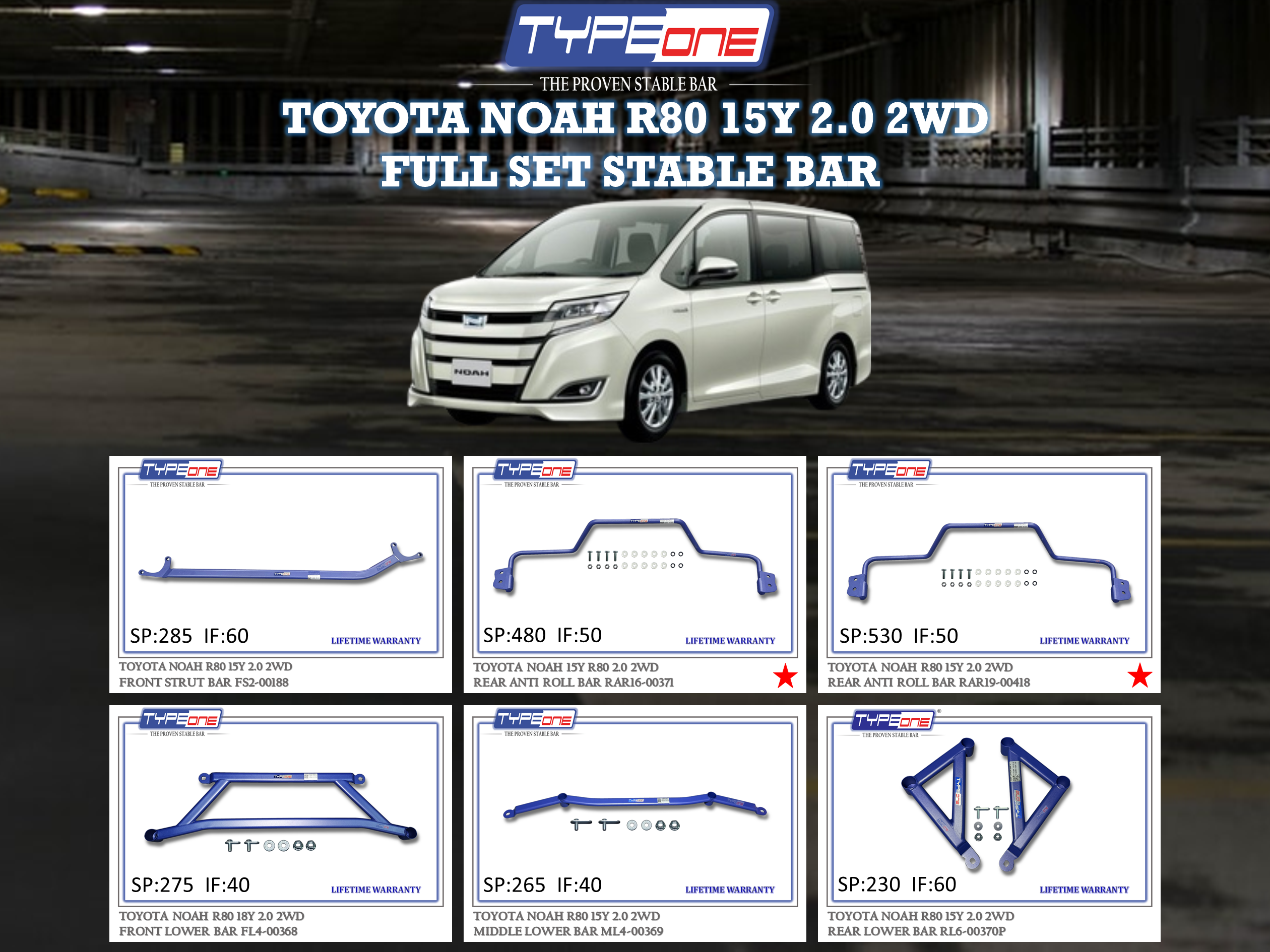 (TYPEONE) TOYOTA NOAH R80 15Y 2.0 2WD