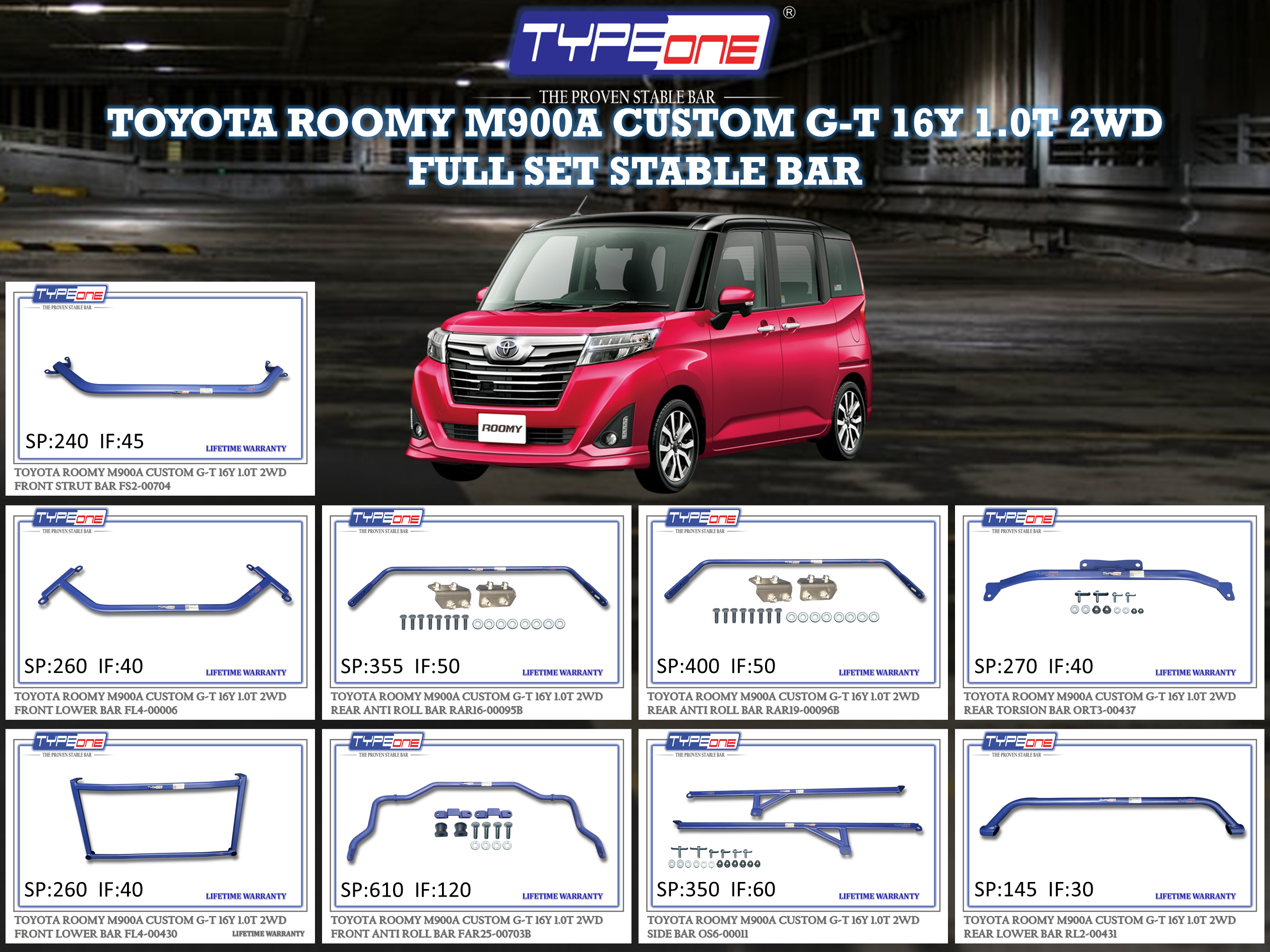 (TYPEONE) TOYOTA ROOMY M900A CUSTOM G-T 16Y 1.0T 2WD
