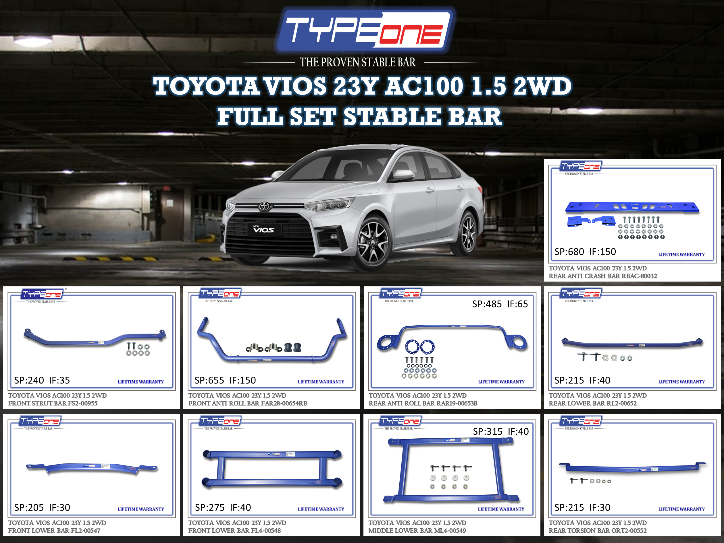(TYPEONE) TOYOTA VIOS 23Y AC100 1.5 2WD