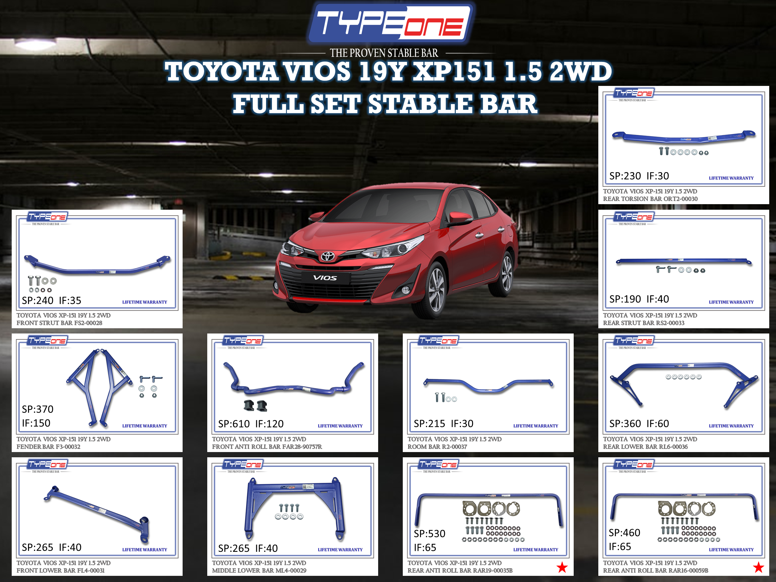 (TYPEONE) TOYOTA VIOS 19Y XP151 1.5 2WD
