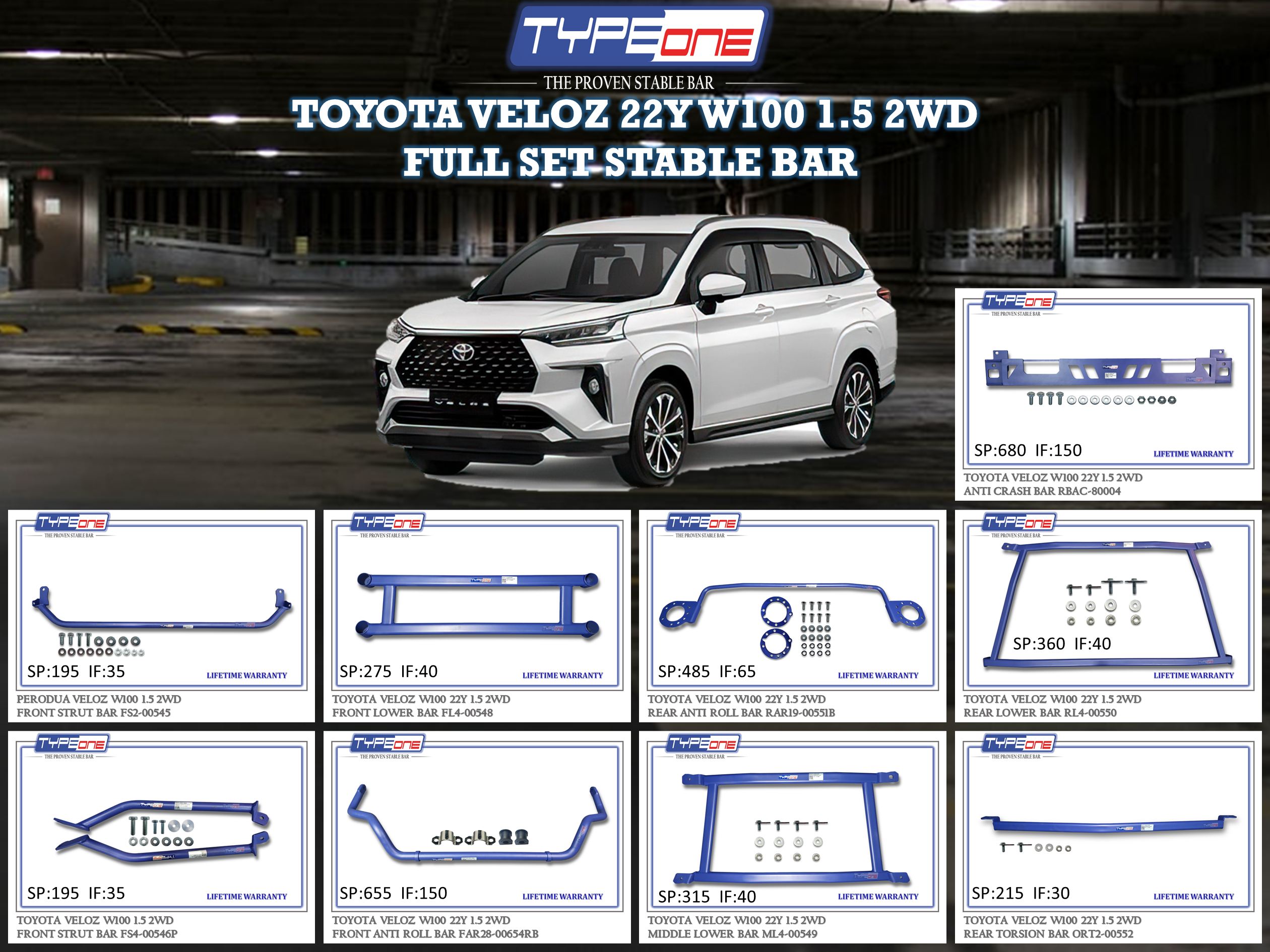 (TYPEONE) TOYOTA VELOZ 22Y W100 1.5 2WD