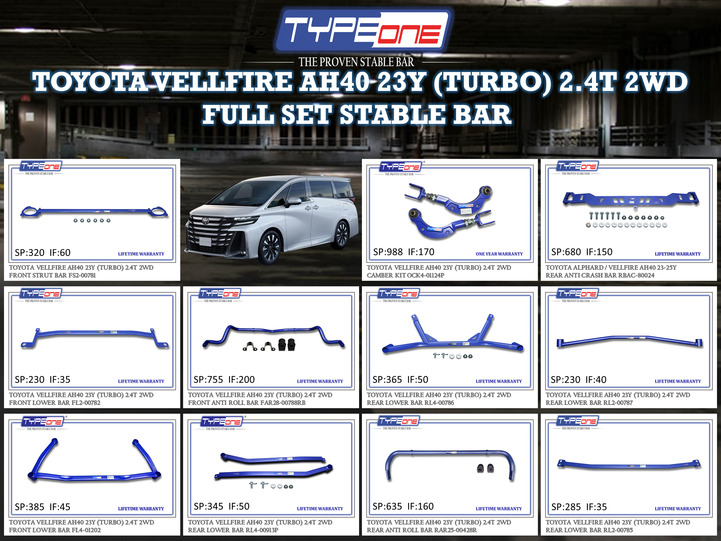 (TYPEONE) TOYOTA VELLFIRE ANH40/45 (TURBO) 23Y 2.4T 2WD OR 4WD