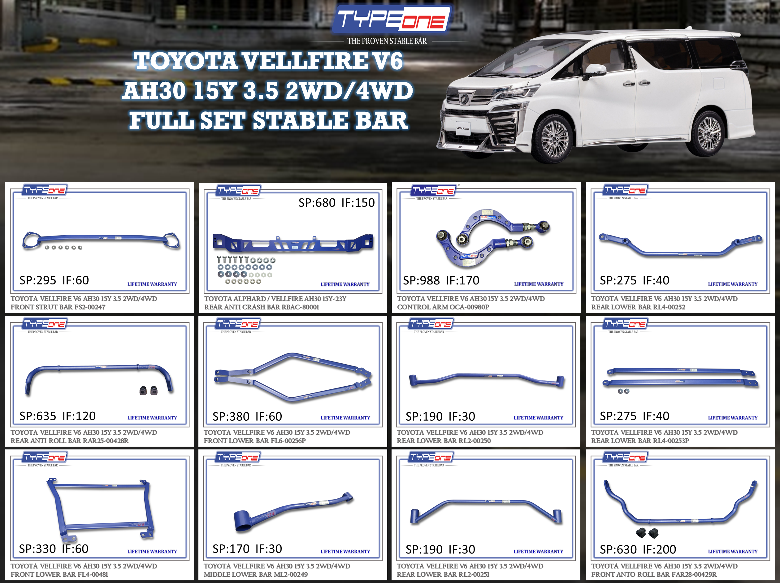 (TYPEONE) TOYOTA VELLFIRE V6 AH30 15Y 3.5 2WD & 4WD