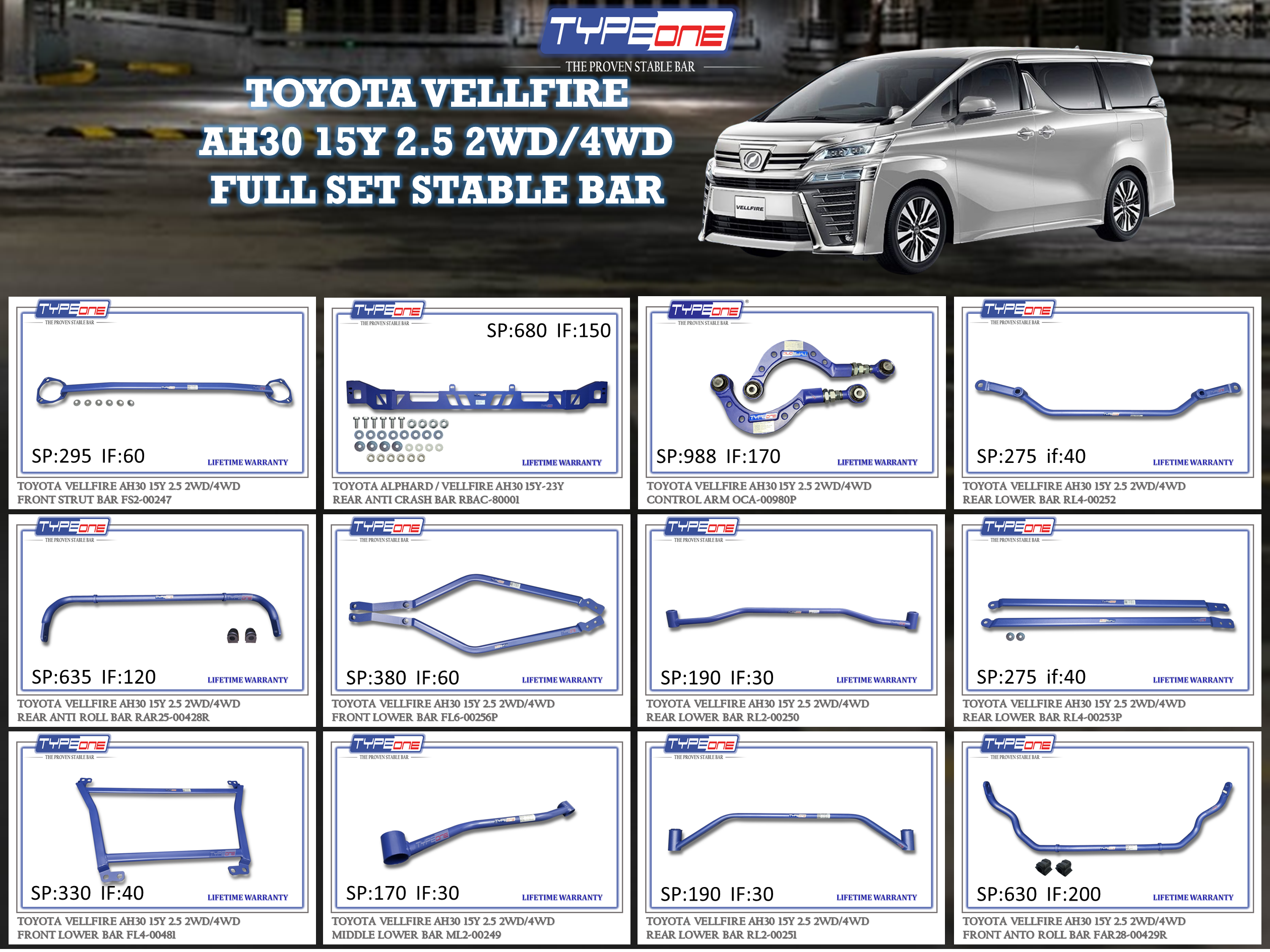 (TYPEONE) TOYOTA VELLFIRE AH30 15Y 2.5 2WD-4WD