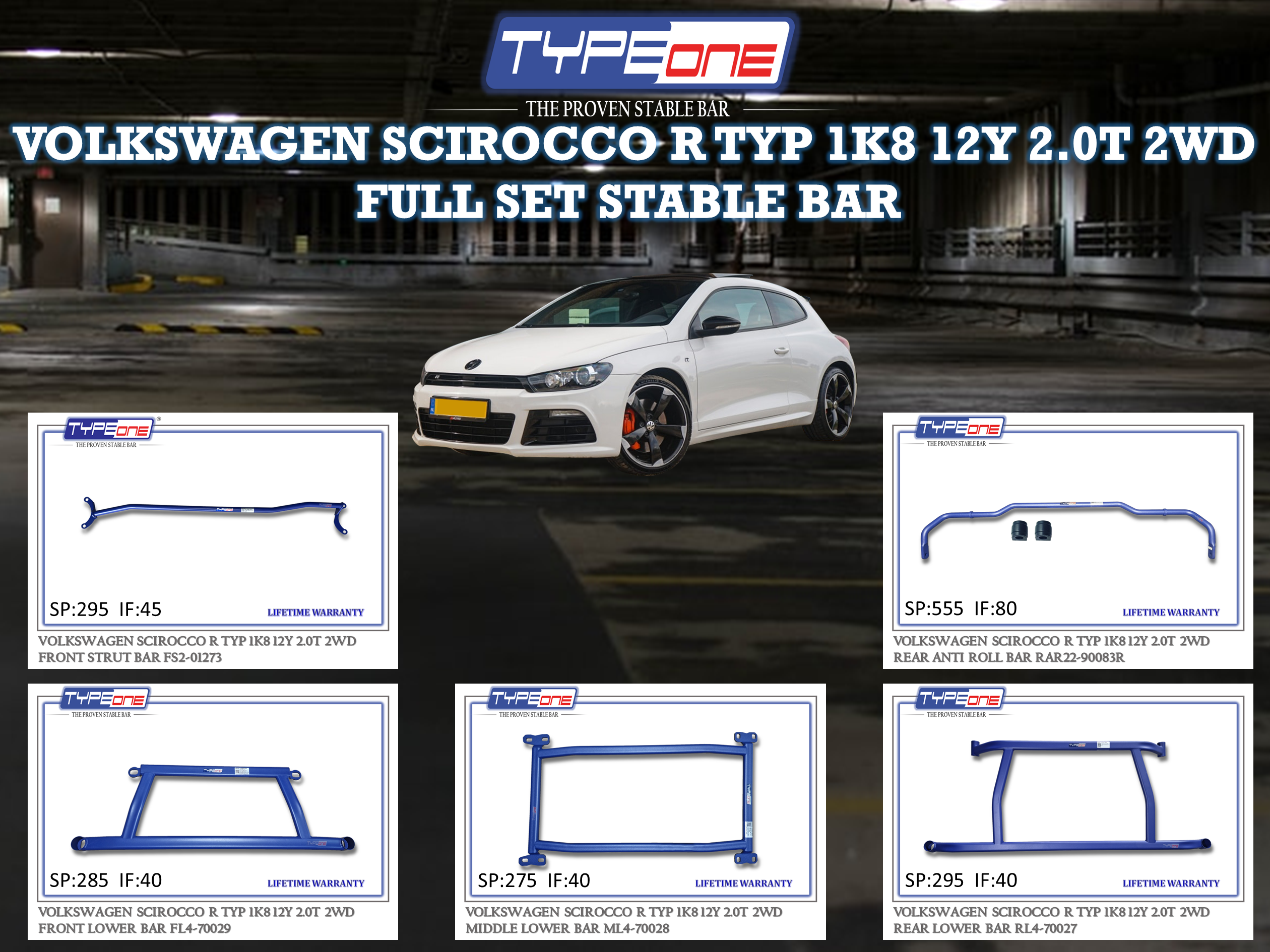 (TYPEONE) VOLKSWAGEN SCIROCCO R TYP 1K8 12Y 2.0T 2WD