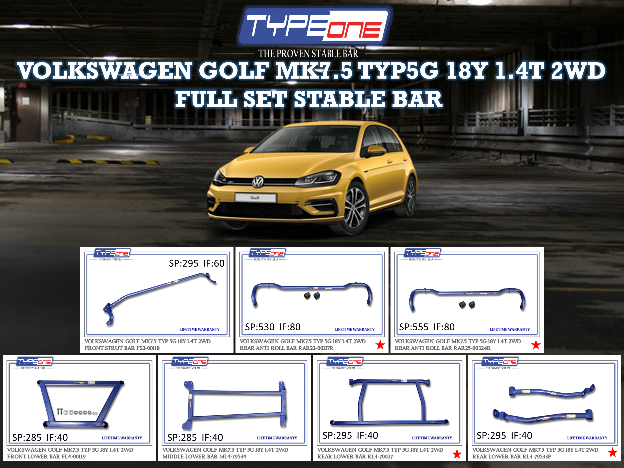 (TYPEONE) VOLKSWAGEN GOLF MK7.5 18Y TYP5G 1.4T 2WD