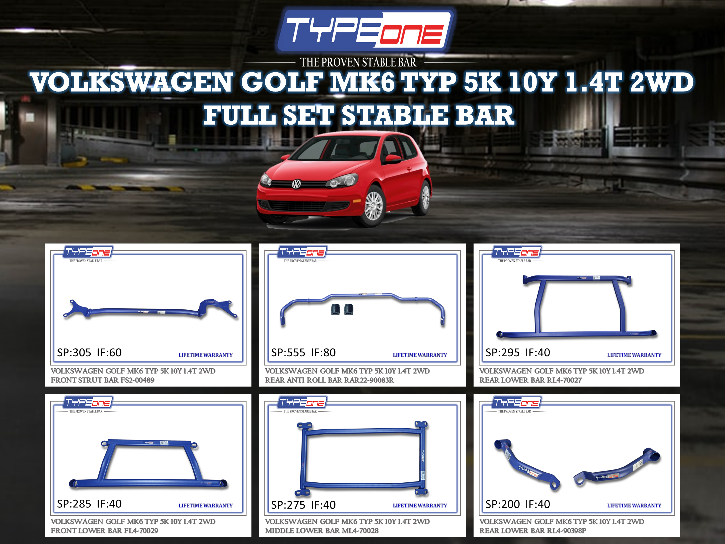 (TYPEONE) VOLKSWAGEN GOLF MK6 TYP 5K 10Y 1.4T 2WD
