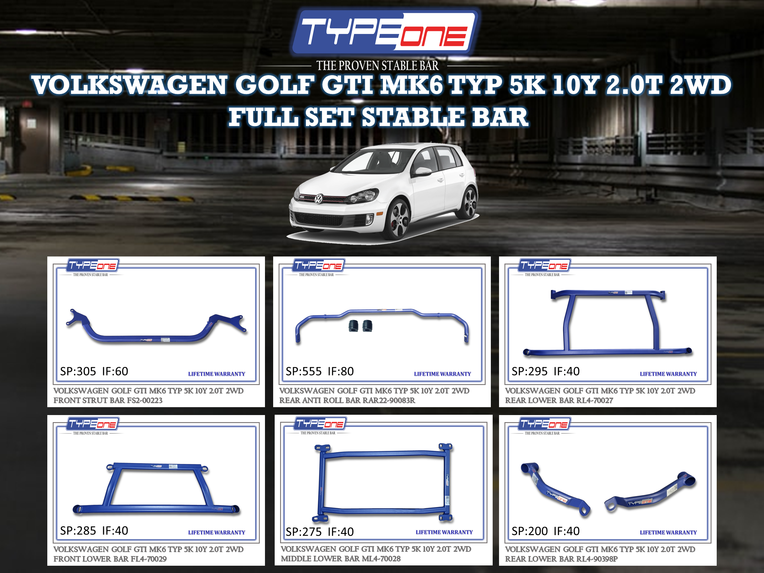 (TYPEONE) VOLKSWAGEN GOLF GTI MK6 TYP 5K 10Y 2.0T 2WD