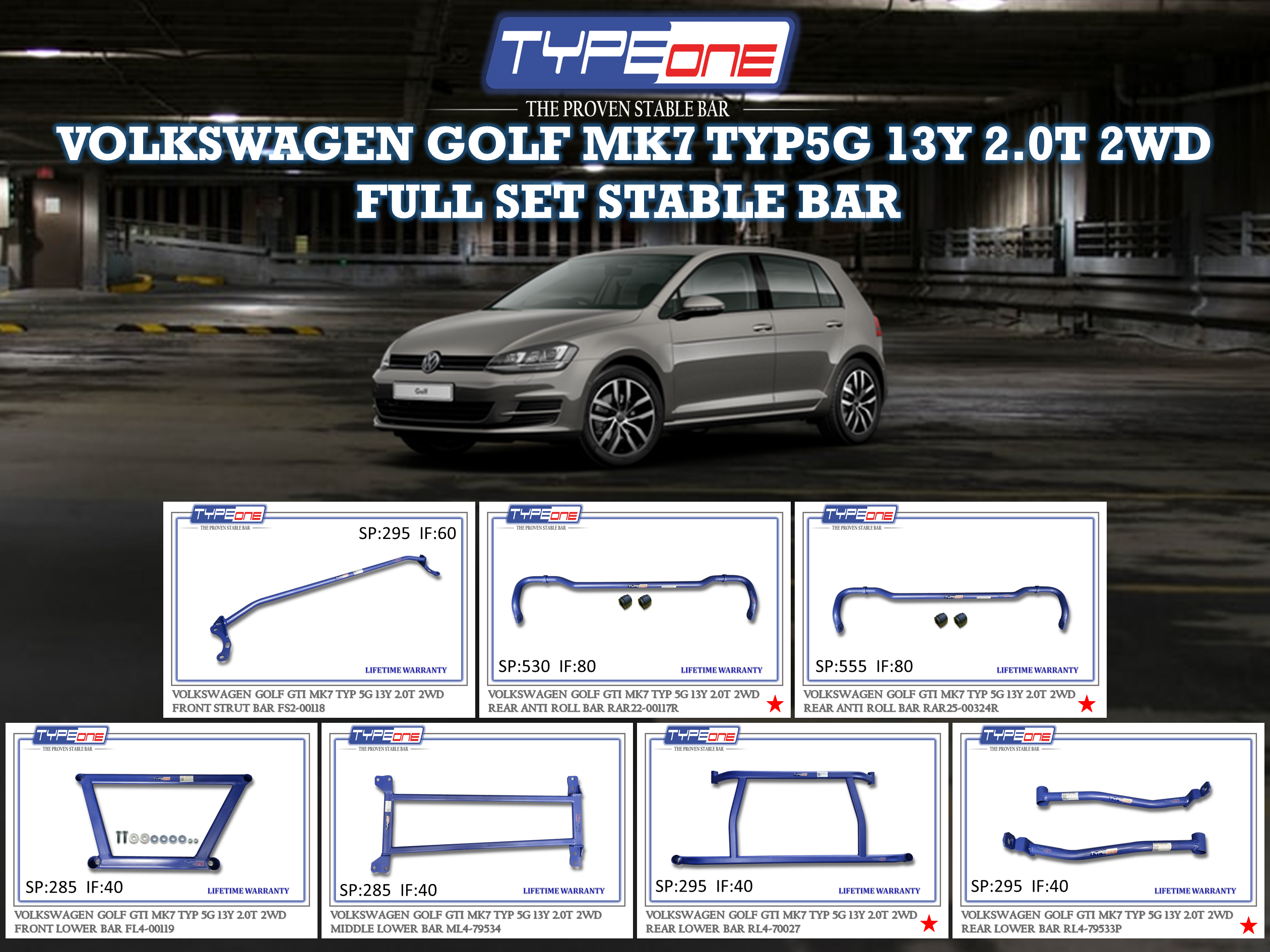 (TYPEONE) VOLKSWAGEN GOLF GTI MK7 13Y TYP5G 2.0T 2WD