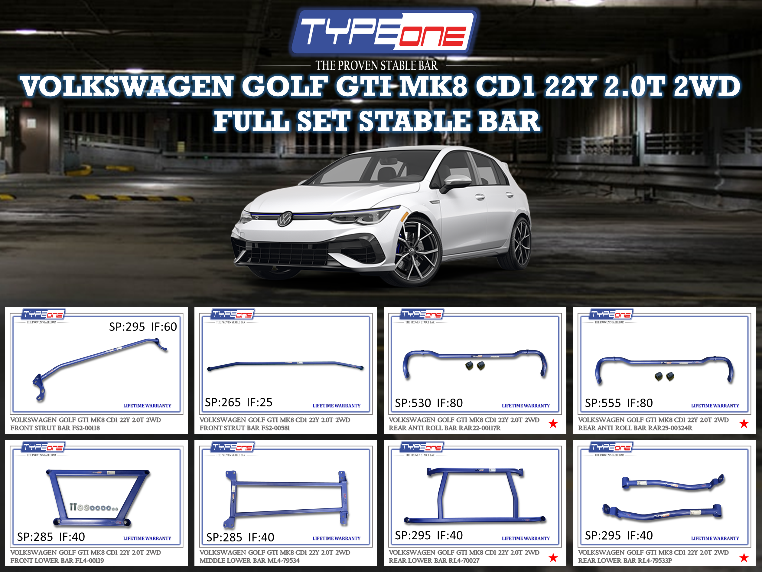 (TYPEONE) VOLKSWAGEN GOLF GTI MK8 CD1 22Y 2.0T 2WD