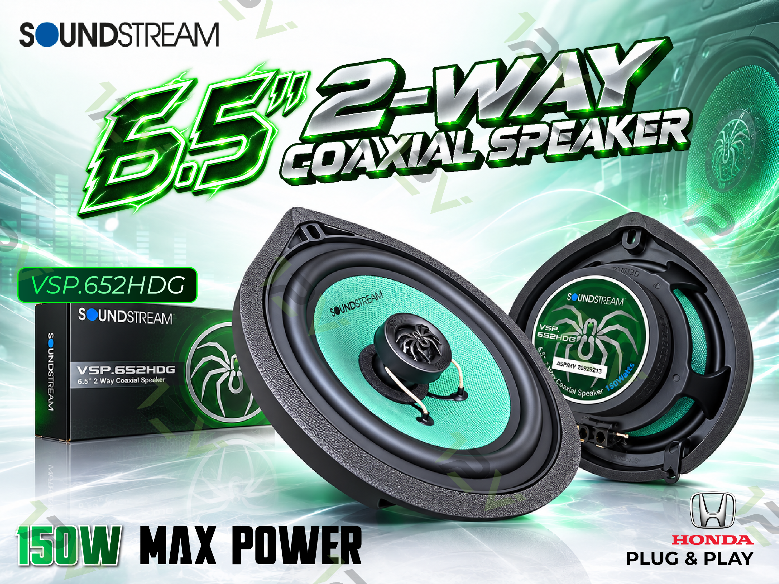 SOUNDSTREAM 6.5" 2 WAY OEM HONDA COAXIAL SPEAKER PLUG & PLAY
